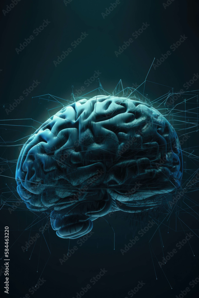 Poster an image of a brain representing the high level of intelligence ai can provide for personal financia