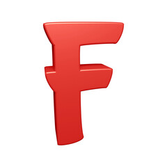 Obraz premium Red alphabet letter f in 3d rendering