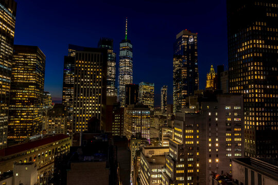 Stunning city view of New York city at night