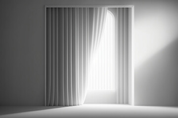 empty room with window and curtains, Generative AI
