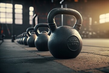 Obraz na płótnie Canvas Kettlebells in the gym. Sports life. Sports and weightlifting.