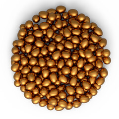 Heap of farm raw organic gold chicken eggs, abstract background