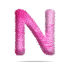 Alphabet letter n design with pink fur texture

