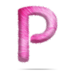 Alphabet letter p design with pink fur texture
