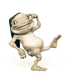 Fototapeta premium santa frog cartoon is happy and walking for chirstmas