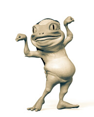 santa frog cartoon is doing a bodybuilder pose