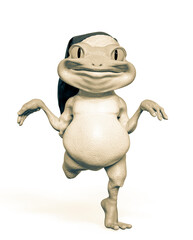santa frog cartoon is doing a goofy pose
