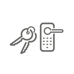 Electronic key icon to open door and security with system via wi-fi.