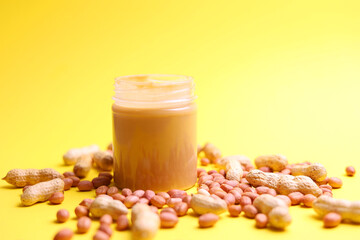 peanut butter on a colored background