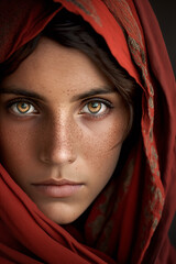 Naklejka premium Portrait of a beautiful afghan woman. Generative AI
