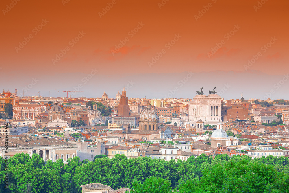 Poster aerial panoramic view of historic center of rome, italy - Posters