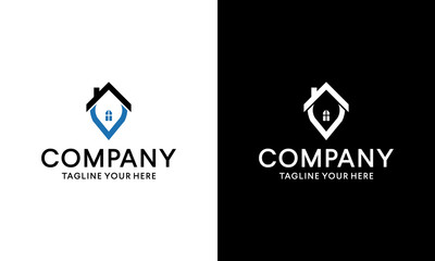 Unique home log icon vector template on a black and white background.