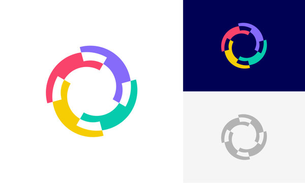 abstract circle rotation, abstract circle motion overlapping logo icon design vector