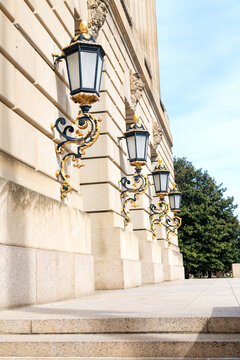 street lights on the facades of administrative buildings in Washington.