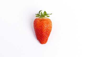 Strawberry isolated on white background. Zenithal view.