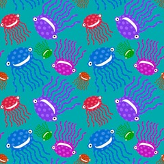 Cartoon ocean animals seamless octopus pattern for wrapping paper and fabrics and linens and kids clothes print