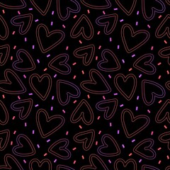 Valentines hearts cartoon pattern for wrapping and kids clothes print and fabrics and gift box