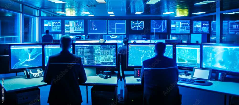 Aufkleber group of people sitting in front of computer monitors. generative ai.