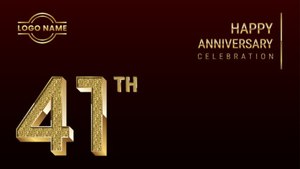 41th Anniversary template design concept with golden number. Vector Template