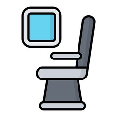Airplane Seat Line Color Icon
