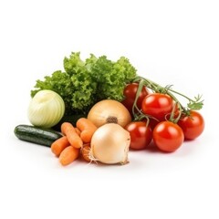 Fototapeta na wymiar Fresh vegetables on a white background - Generated by Generative AI