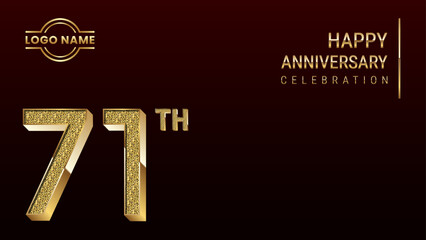 71th Anniversary template design concept with golden number. Vector Template
