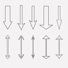 a set of stroked arrows, double-sided arrows vector