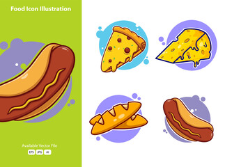 Cute food cartoon icon illustration. funny gifts for stickers