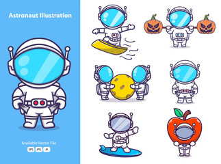 Cute astronaut cartoon icon illustration. funny gifts for stickers