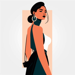beautiful elegant woman, vector illustration