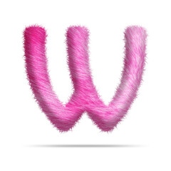 Alphabet letter w design with pink fur texture
