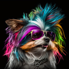 Punk fluffy dog ​​puppy, Generative AI technology
