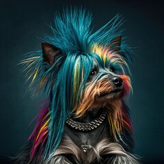 Naklejka premium Llittle punk dog, Generative AI technology