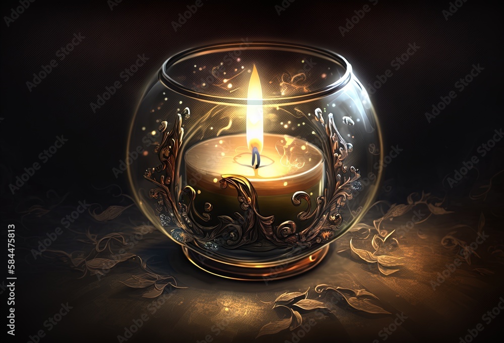 Poster spellbinding shimmer of light - a mystical candle experience generative ai