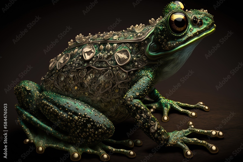 Poster the darkly enchanting peridot-studded frog generative ai