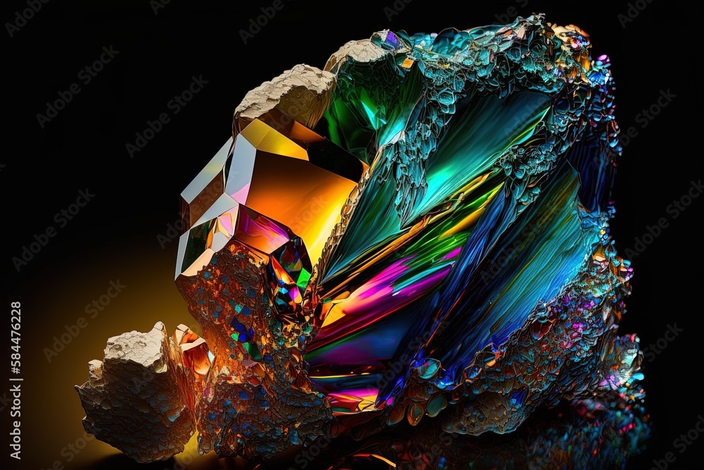 Poster vibrant shards of magic: illuminated splendor in a multicolored gemstone' generative ai