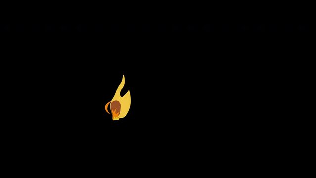 match stick burning with fire flame icon loop Animation video transparent background with alpha channel.