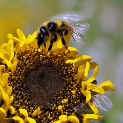 bee on sunflower generative ai
