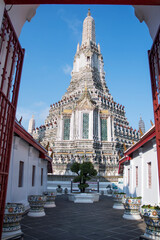 Impressive architectural details of Wat Arun (The Temple of Dawn) in Bangkok