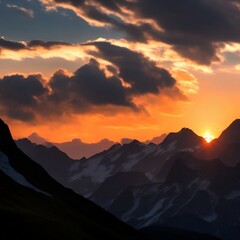 sunset in the mountains generative ai