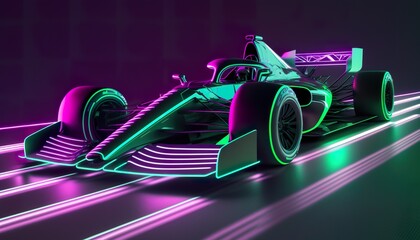 Futuristic racing formula neon . Creative illustration. (Ai Generate)