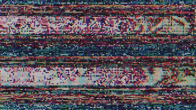 Television screen graphic design with glitchy elements and retro vibes, great for vintage and nostalgic content.