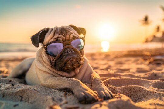 vacation doggy wearing sunglasses