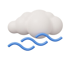 wind cloud 3d weather. isolated minimal 3d render illustration in cartoon trendy style