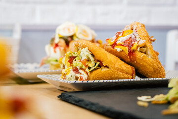 Venezuelan arepas of shredded meat