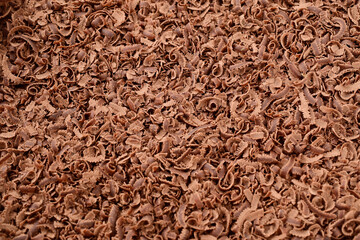 Top view of chocolate shavings texture background