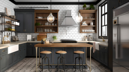 interior of a industrial designed kitchen Generative Art