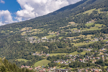 Fototapeta na wymiar Austrian alpine green meadows in summer