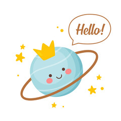 Cute cartoon planet in a vector