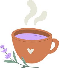 Hot Drink Cup With Lavender Flower